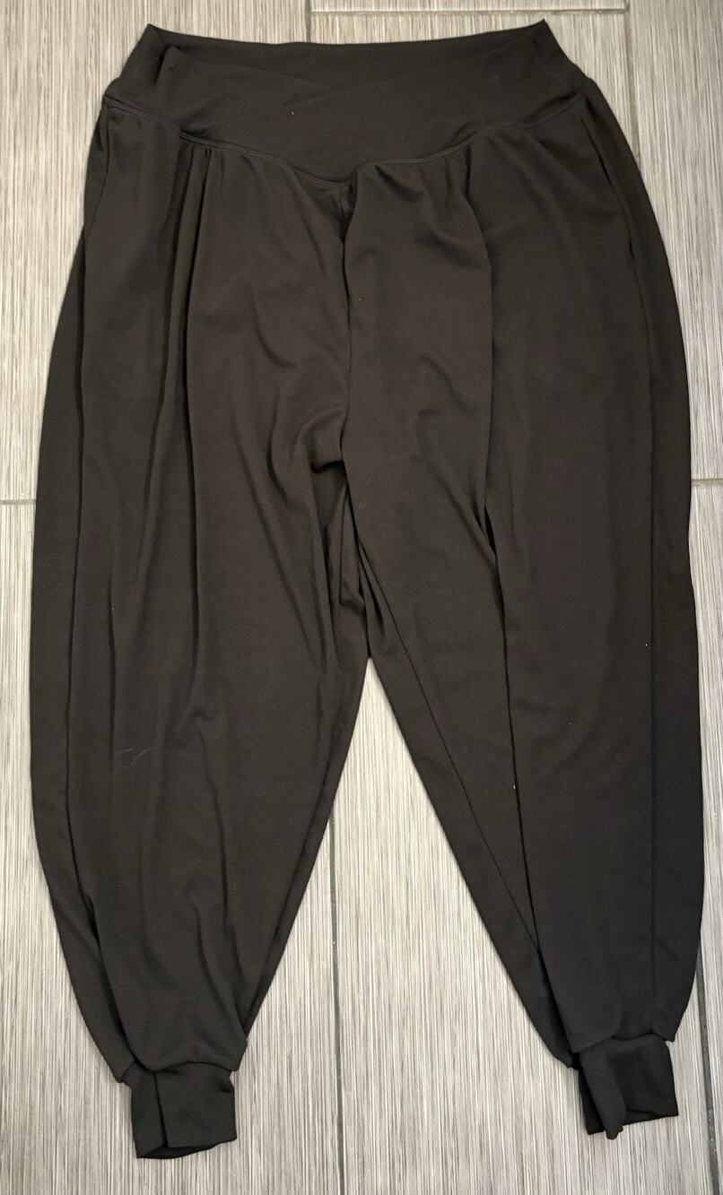 Halara Women's High Waisted Crossover Side Pocket Waffle Yoga Joggers XL Black